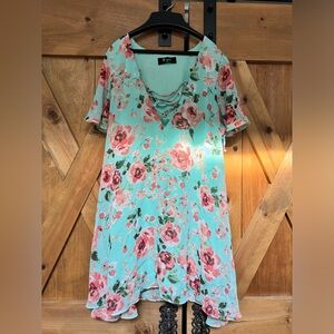 Merritt lace up floral trapeze dress